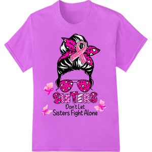 Sisters Unite: Support Breast Cancer Fighters on purple shirt - SUPERDTF-DTF Prints-DTF Transfers-Custom DTF Prints