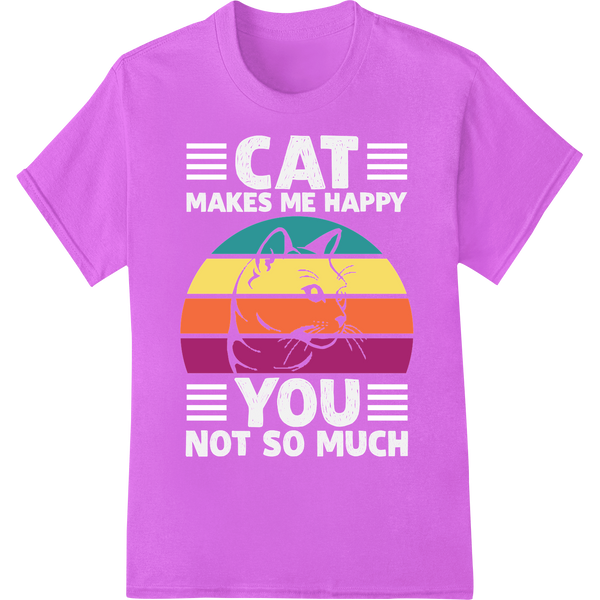 Retro Cat Silhouette: Father's Day DTF Print Heat Transfer on purple shirt - SUPERDTF-DTF Prints-DTF Transfers-Custom DTF Prints