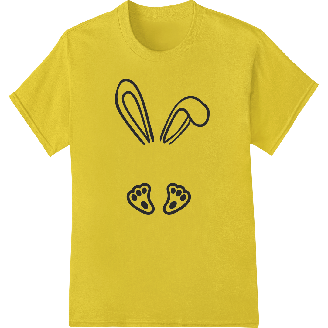 Adorable Easter Bunny Ear Silhouette DTF Print Heat Transfer on yellow shirt - SUPERDTF-DTF Prints-DTF Transfers-Custom DTF Prints