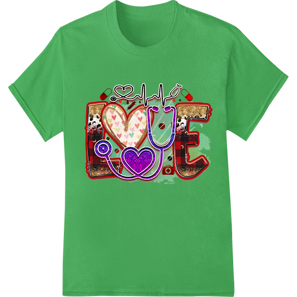 Abstract Love: Valentine's Day Heat Transfer by Super DTF on green shirt - SUPERDTF-DTF Prints-DTF Transfers-Custom DTF Prints