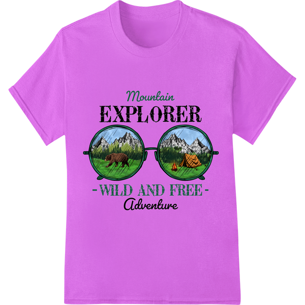 Unleash Your Inner Explorer with Our Mountain Adventure Print on purple shirt - SUPERDTF-DTF Prints-DTF Transfers-Custom DTF Prints