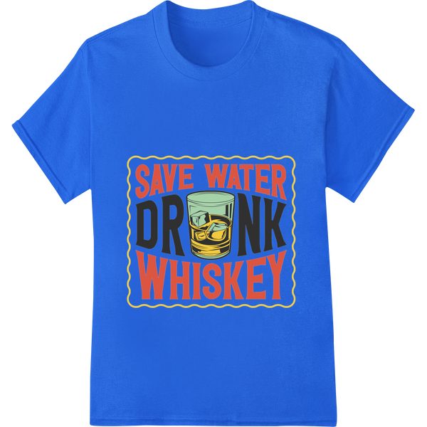 Custom DTF printing technology design - Witty 'Save Water Drink Whiskey' DTF Print Heat Transfer