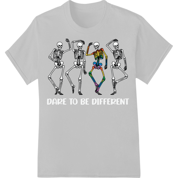 Vibrant Rainbow Skeleton Dance DTF Print for LGBT Pride on white shirt - SUPERDTF-DTF Prints-DTF Transfers-Custom DTF Prints