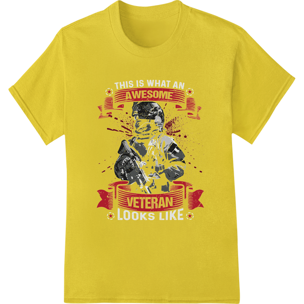 Bold Patriotic Veteran DTF Print Heat Transfer | Honor Heroes on yellow shirt - SUPERDTF-DTF Prints-DTF Transfers-Custom DTF Prints