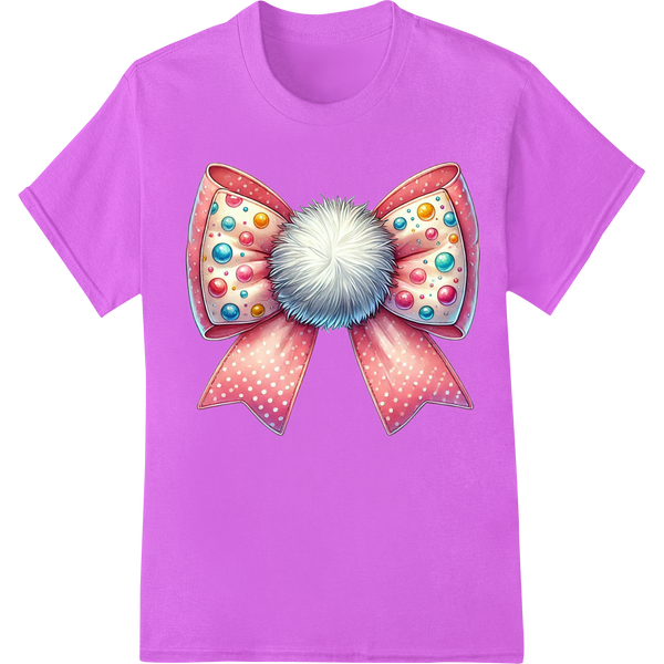 Festive Easter Bow Polka Dot Heat Transfer | Spring DTF Print on purple shirt - SUPERDTF-DTF Prints-DTF Transfers-Custom DTF Prints