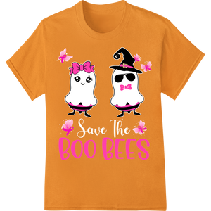 Adorable 'BOO BEES' Ghost Designs for Halloween on orange shirt - SUPERDTF-DTF Prints-DTF Transfers-Custom DTF Prints