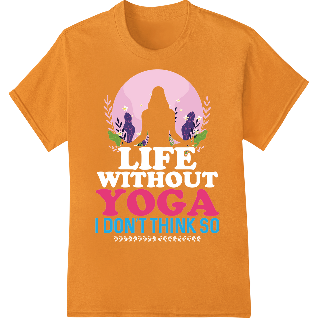 Embrace Nature's Harmony with Yoga Silhouette DTF Print on orange shirt - SUPERDTF-DTF Prints-DTF Transfers-Custom DTF Prints