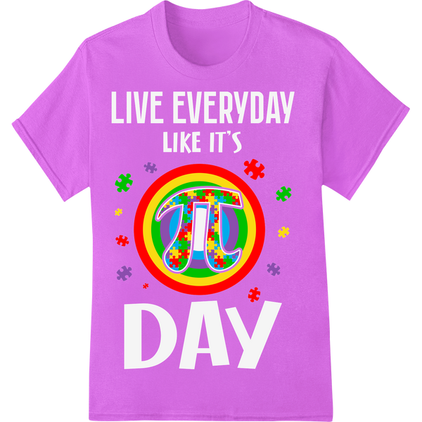 Vibrant Autism Awareness Rainbow Puzzle Piece DTF Print on purple shirt - SUPERDTF-DTF Prints-DTF Transfers-Custom DTF Prints