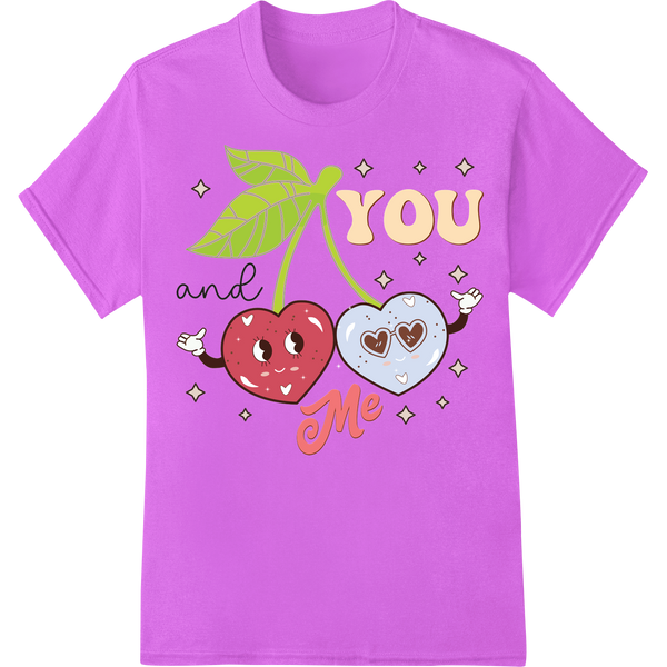 Adorable 'You & Me' Valentine's Day DTF Print Transfer on purple shirt - SUPERDTF-DTF Prints-DTF Transfers-Custom DTF Prints