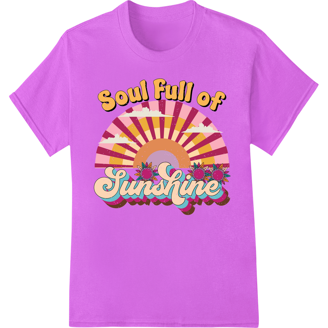 Retro 'Soul Full of Sunshine' Summer DTF Print Heat Transfer on purple shirt - SUPERDTF-DTF Prints-DTF Transfers-Custom DTF Prints