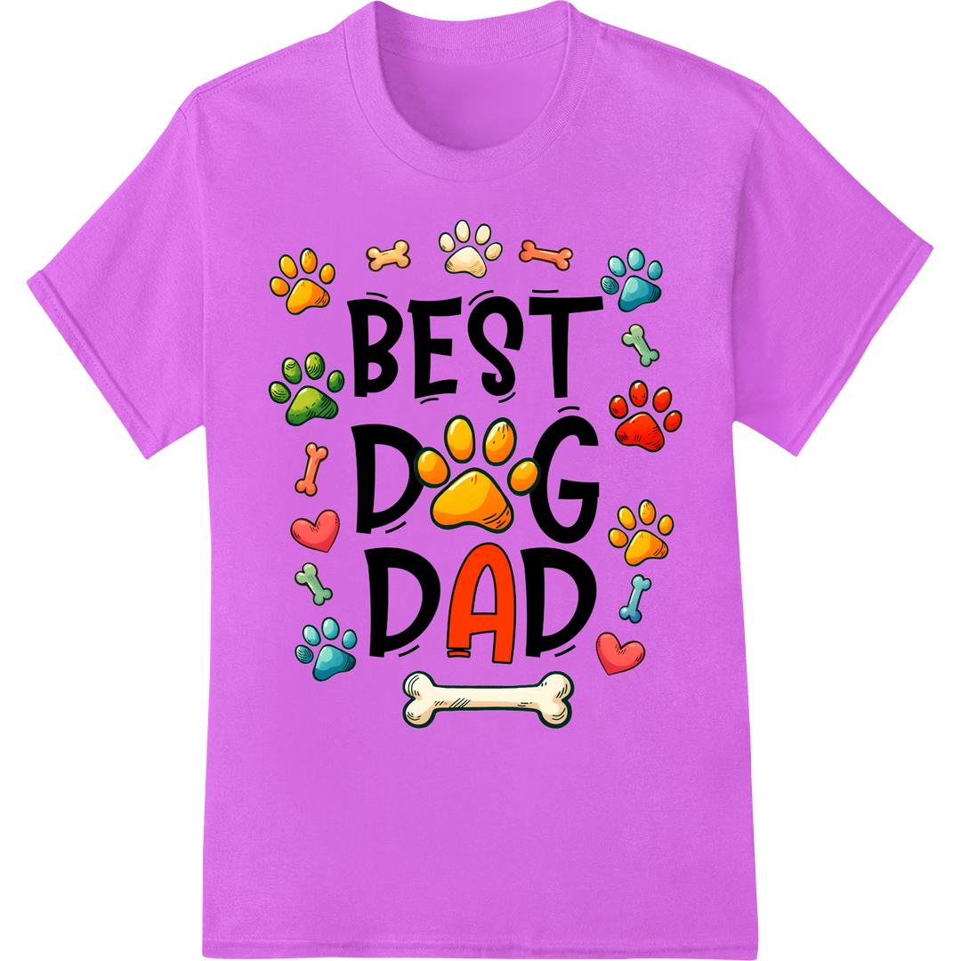 Pawsome Dog Dad DTF Print Transfer - Father's Day Gift on purple shirt - SUPERDTF-DTF Prints-DTF Transfers-Custom DTF Prints