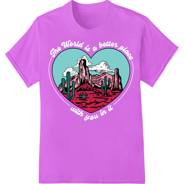 Rugged Romance: Western Desert Heart DTF Transfer Print on purple shirt - SUPERDTF-DTF Prints-DTF Transfers-Custom DTF Prints