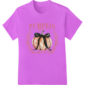 Expert direct to film printing craftsmanship on Enchanting Pumpkin Girl: Autumn Charm for Your Wardrobe