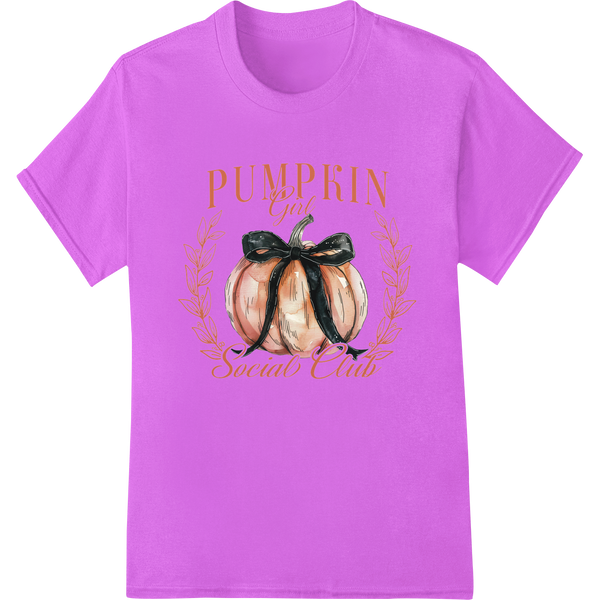 Enchanting Pumpkin Girl: Autumn Charm for Your Wardrobe on purple shirt - SUPERDTF-DTF Prints-DTF Transfers-Custom DTF Prints