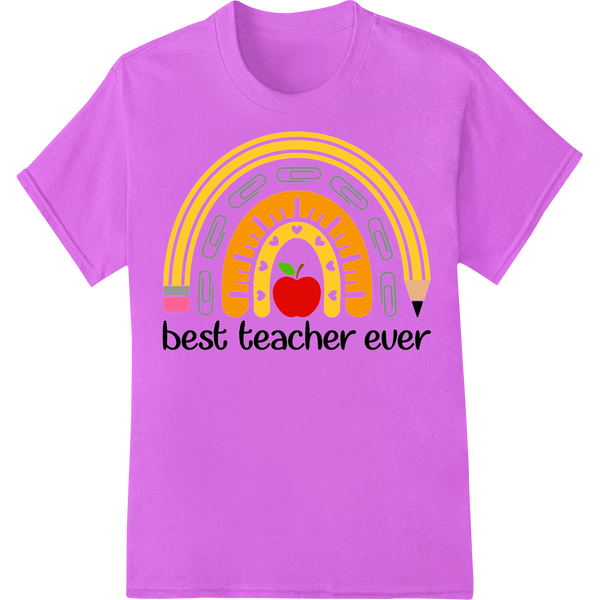 Best Teacher Ever DTF Print Transfer | Teacher Gift Idea on purple shirt - SUPERDTF-DTF Prints-DTF Transfers-Custom DTF Prints