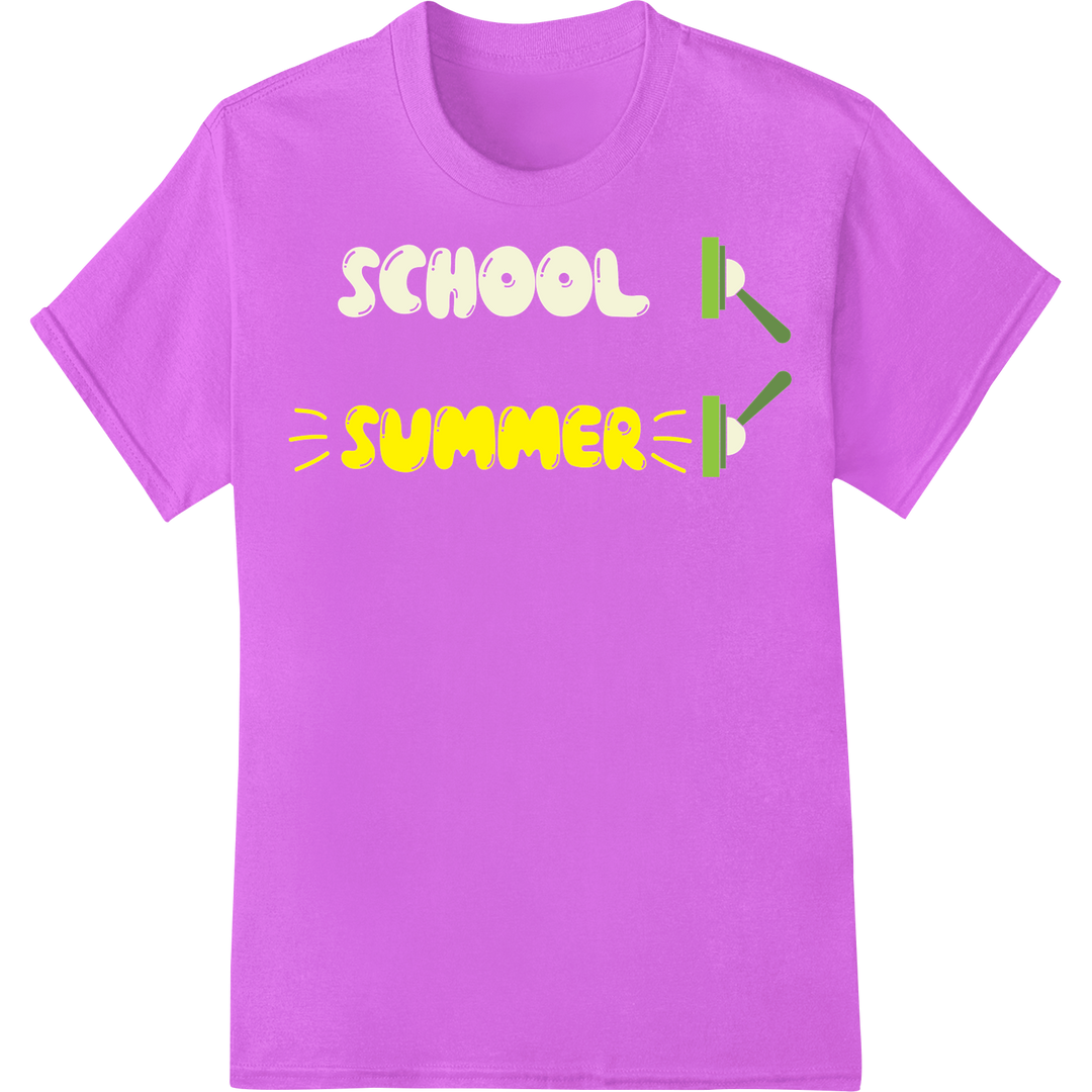 Celebrate Summer Break with this Fun School-Themed Print on purple shirt - SUPERDTF-DTF Prints-DTF Transfers-Custom DTF Prints