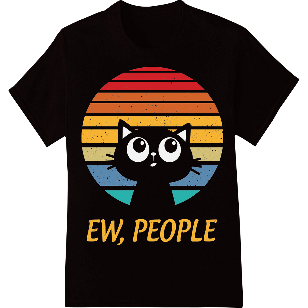 Retro Rainbow 'EW, PEOPLE' Cat Lover DTF Print Transfer on black shirt - SUPERDTF-DTF Prints-DTF Transfers-Custom DTF Prints