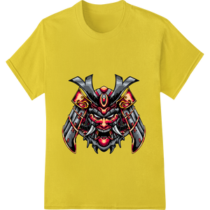 Fearsome Samurai Demon Mask DTF Heat Transfer showcasing advanced custom t-shirts technology