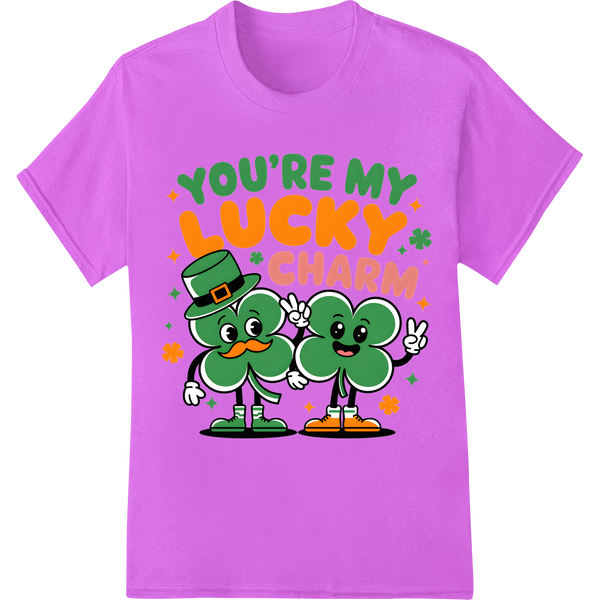 Smiling Shamrocks St. Patrick's Day Lucky Charm DTF Print on purple shirt - SUPERDTF-DTF Prints-DTF Transfers-Custom DTF Prints