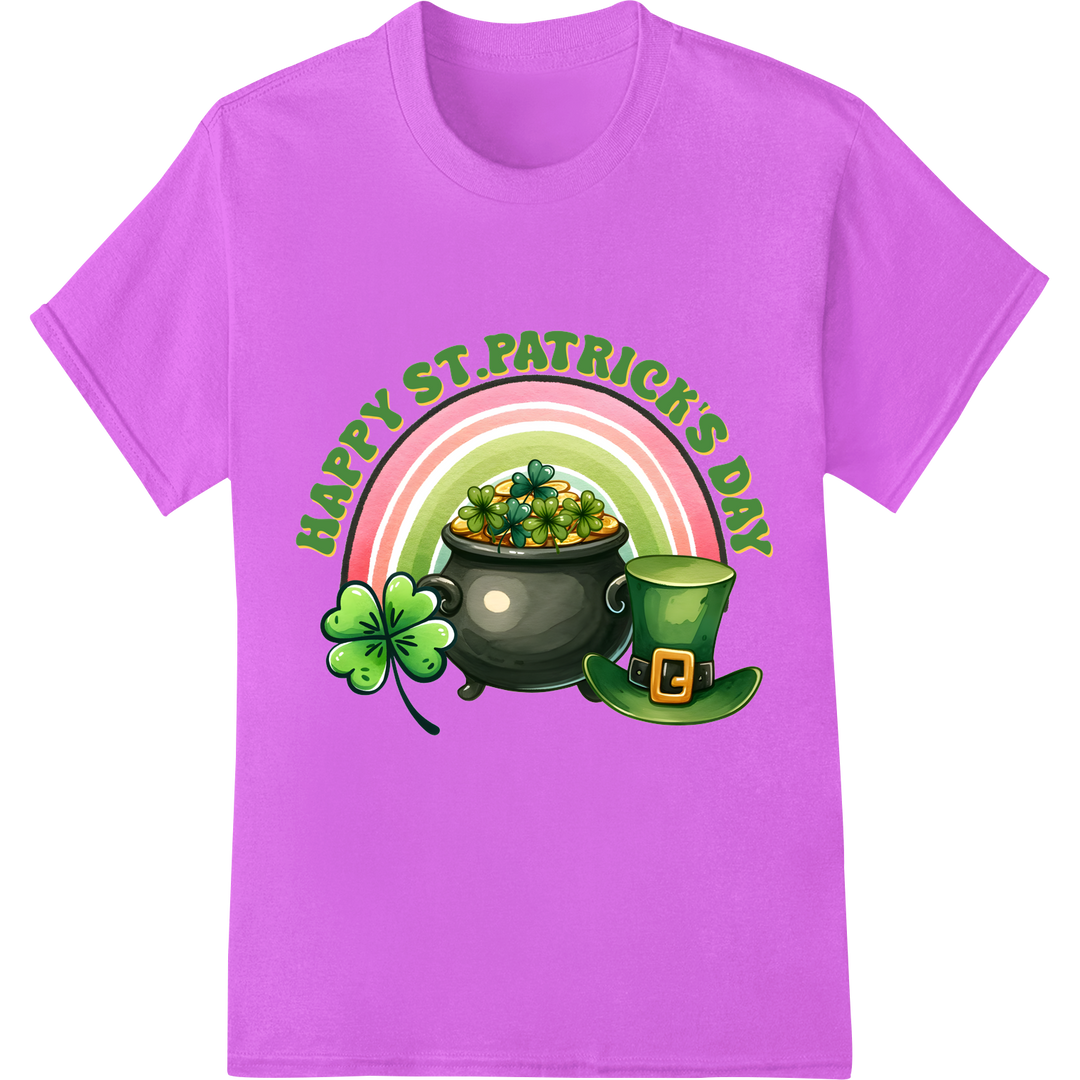 Lucky Leprechaun's Pot of Gold St. Patrick's Day DTF Print on purple shirt - SUPERDTF-DTF Prints-DTF Transfers-Custom DTF Prints