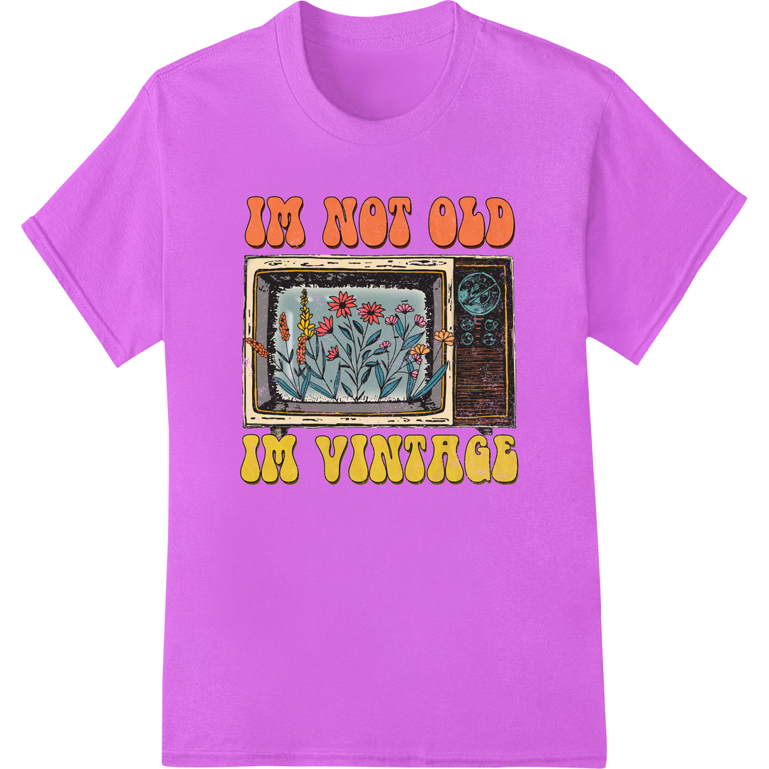 Vintage Vibes: Retro TV Motivational DTF Print Transfer on purple shirt - SUPERDTF-DTF Prints-DTF Transfers-Custom DTF Prints