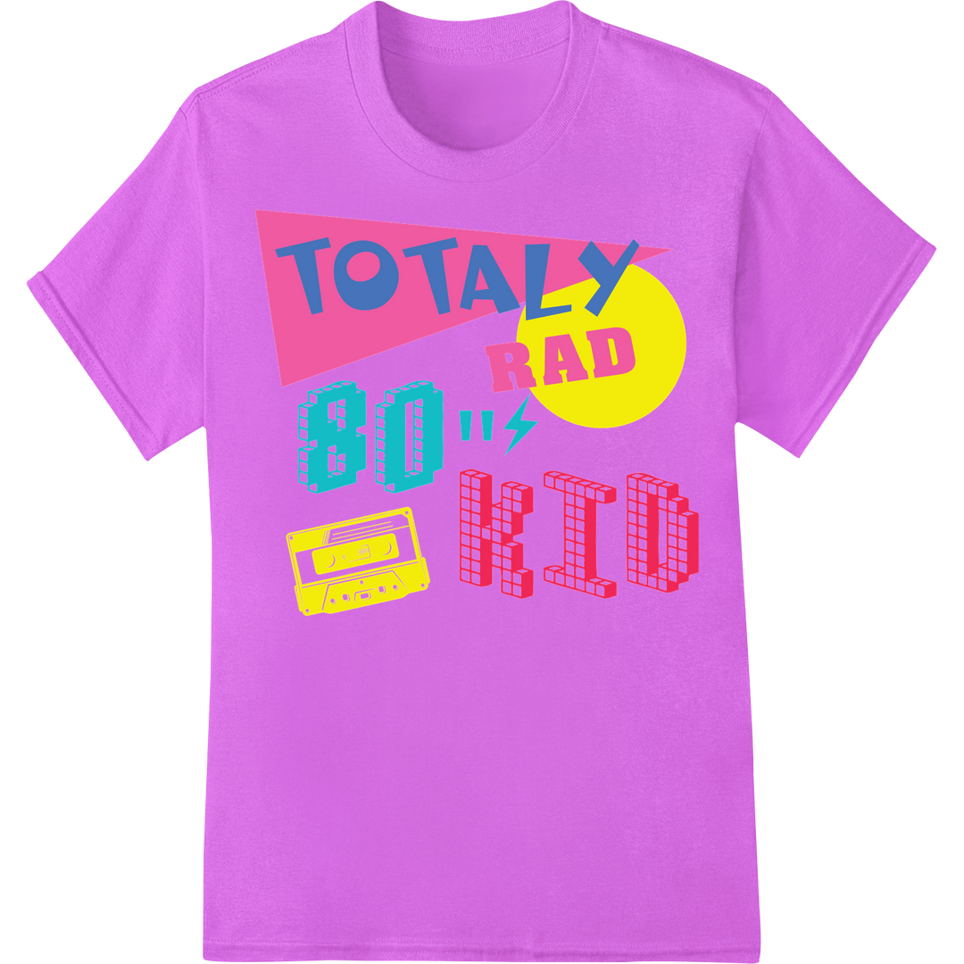 Totally Rad 90s Vibes DTF Heat Transfer Print | Retro Style on purple shirt - SUPERDTF-DTF Prints-DTF Transfers-Custom DTF Prints