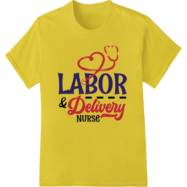 Labor Day Salute: DTF Print Honors Delivery Nurses on yellow shirt - SUPERDTF-DTF Prints-DTF Transfers-Custom DTF Prints