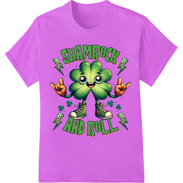 Shamrock & Roll into St. Patrick's Day with this Cool Print on purple shirt - SUPERDTF-DTF Prints-DTF Transfers-Custom DTF Prints