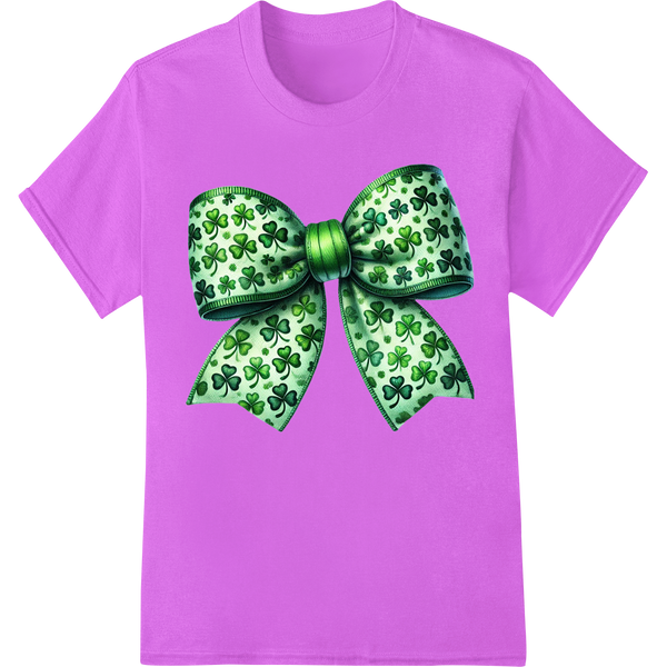 Shamrock Bow Heat Transfer Print | St. Patrick's Day DTF on purple shirt - SUPERDTF-DTF Prints-DTF Transfers-Custom DTF Prints