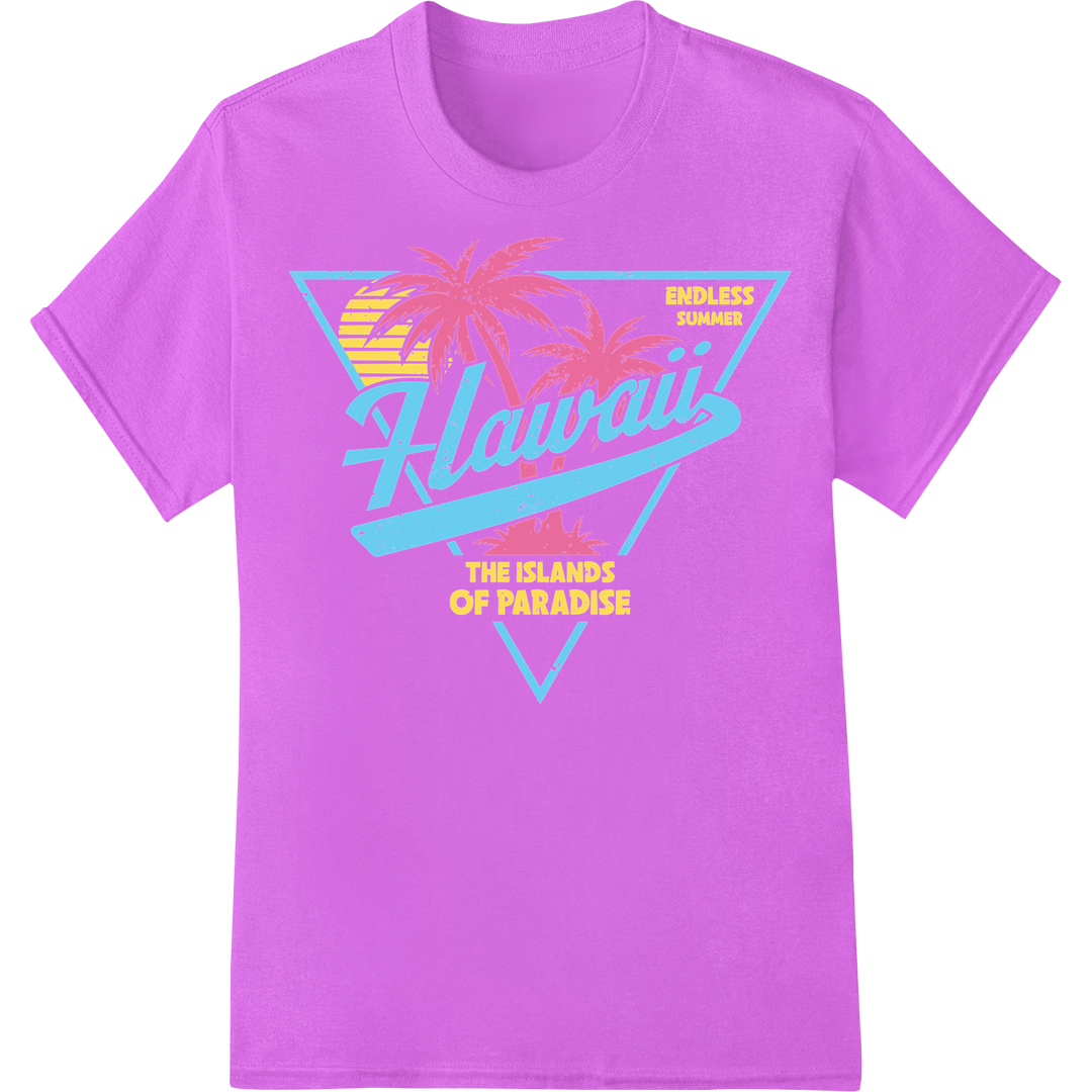 Retro 80s Hawaii Endless Summer Tee Print | Vacation Vibes DTF on purple shirt - SUPERDTF-DTF Prints-DTF Transfers-Custom DTF Prints