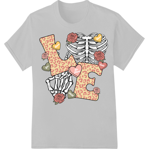 Skeleton Hearts: Edgy Valentine's Day DTF Print Transfer on white shirt - SUPERDTF-DTF Prints-DTF Transfers-Custom DTF Prints