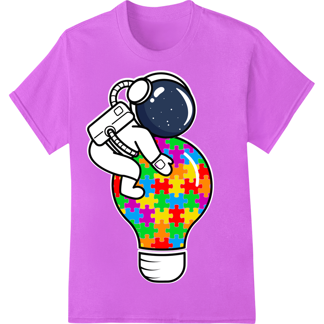 Autism Awareness Lightbulb Puzzle DTF Print Heat Transfer on purple shirt - SUPERDTF-DTF Prints-DTF Transfers-Custom DTF Prints