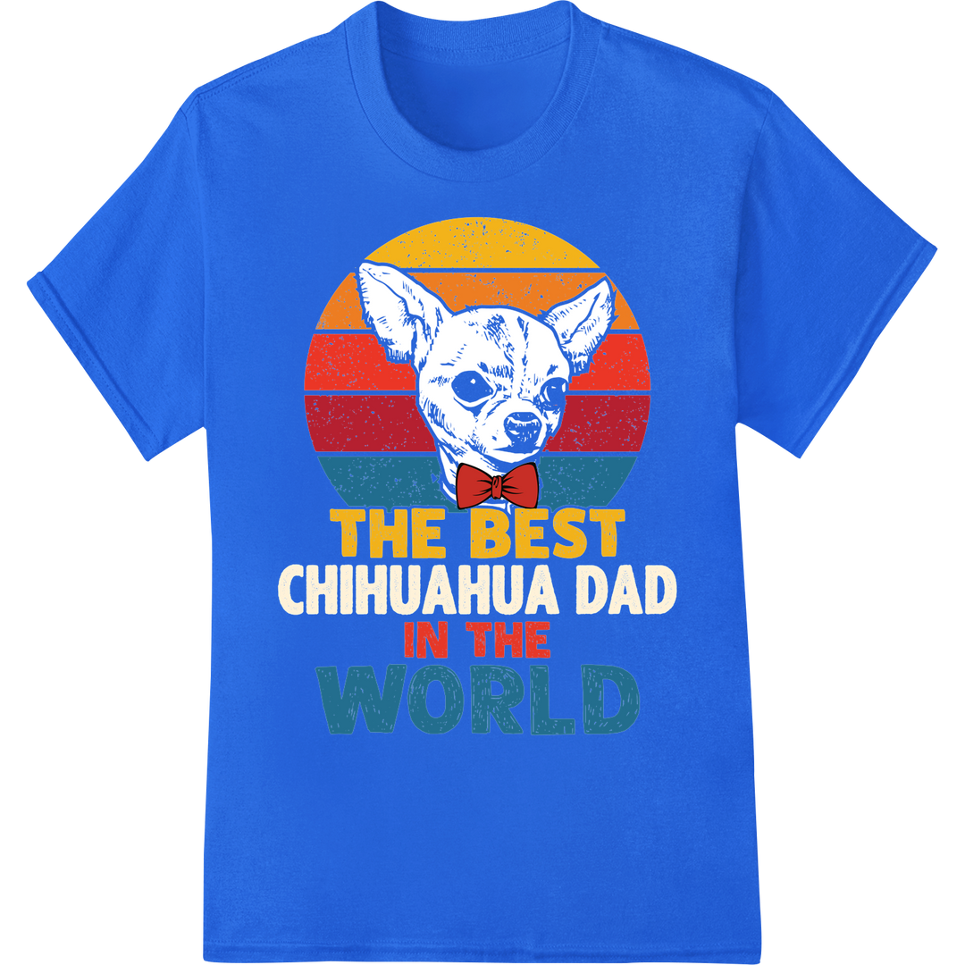 Retro Best Dad in the World DTF Print Father's Day Gift on blue shirt - SUPERDTF-DTF Prints-DTF Transfers-Custom DTF Prints