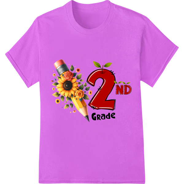 Vibrant 2nd Grade Back-to-School Celebration DTF Print on purple shirt - SUPERDTF-DTF Prints-DTF Transfers-Custom DTF Prints