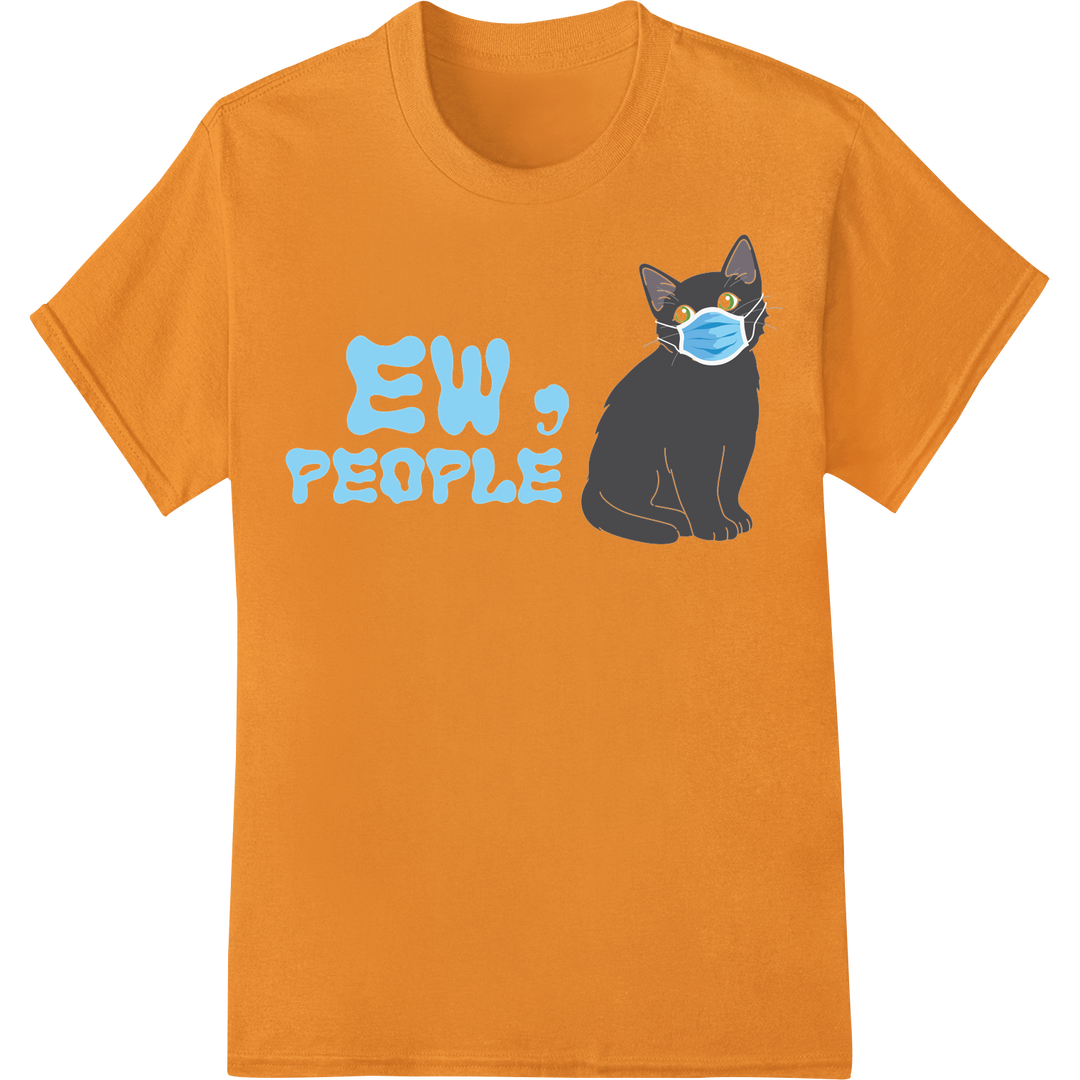 Sassy Cat Says 'EW, PEOPLE' | Funny Cat Lover DTF Print on orange shirt - SUPERDTF-DTF Prints-DTF Transfers-Custom DTF Prints