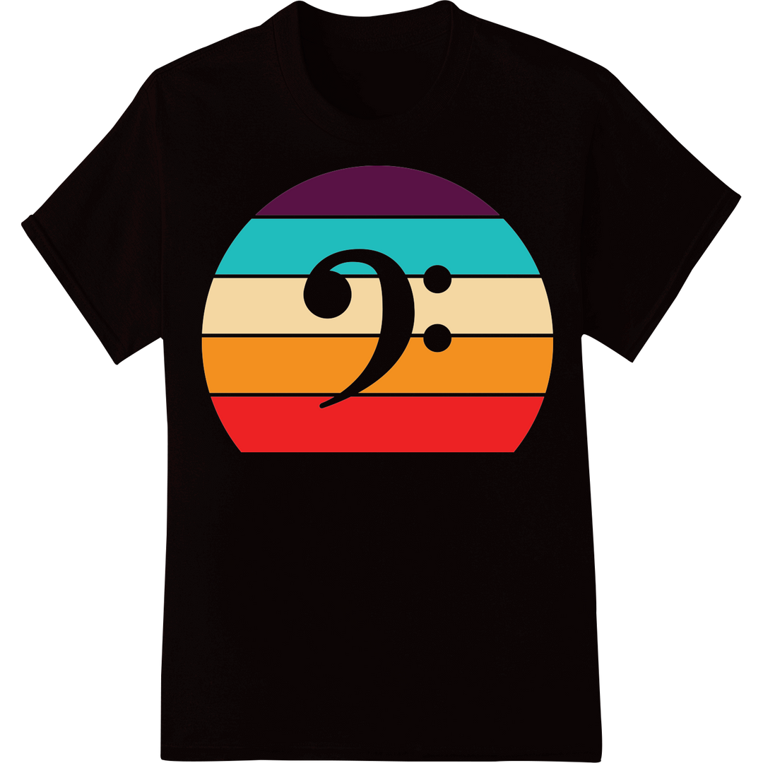 Retro Bass Clef DTF Heat Transfer - Stylish Musician Print on black shirt - SUPERDTF-DTF Prints-DTF Transfers-Custom DTF Prints