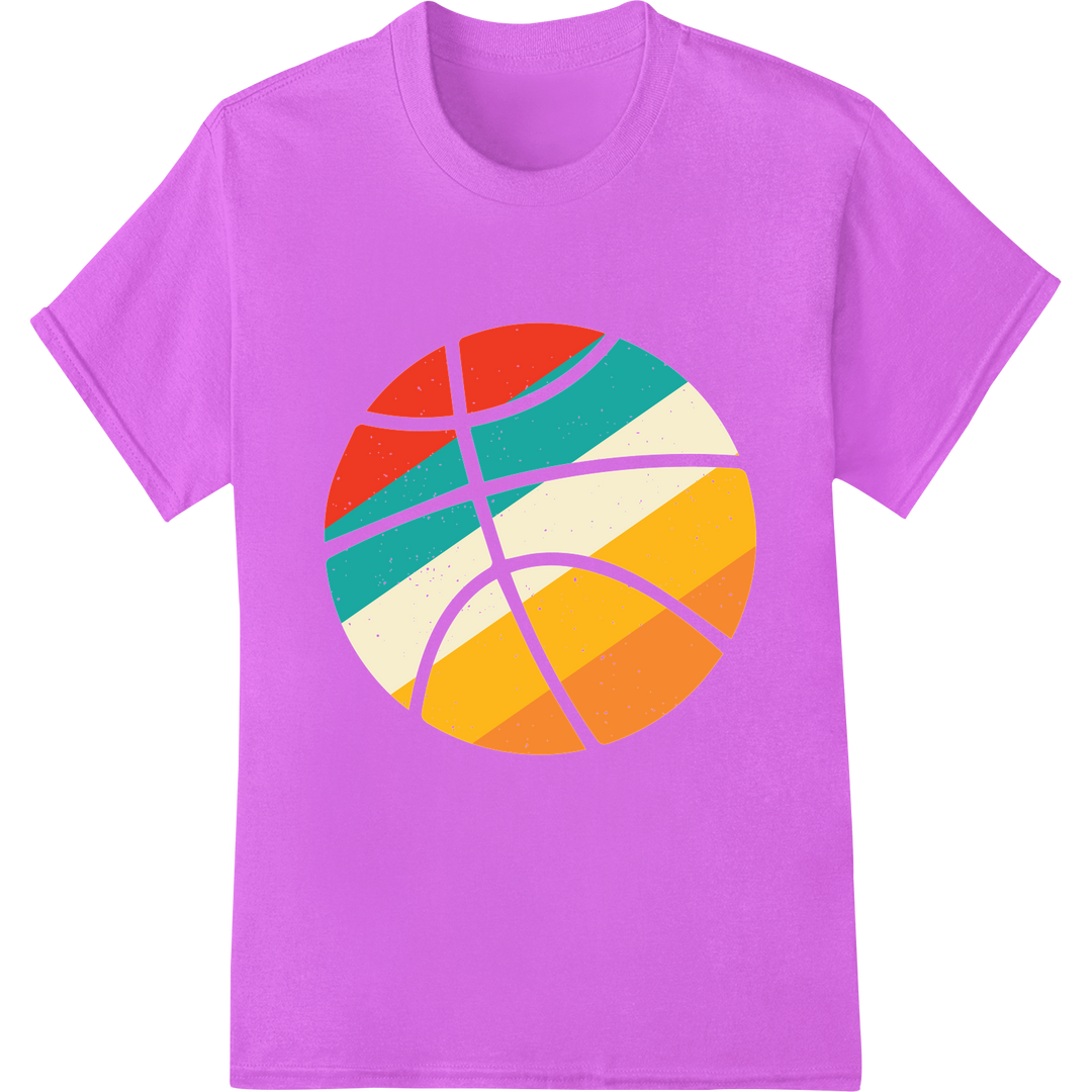 Vibrant Abstract Basketball-Inspired DTF Print Heat Transfer on purple shirt - SUPERDTF-DTF Prints-DTF Transfers-Custom DTF Prints