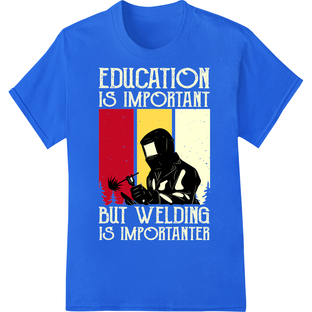 Bold Welder Silhouette DTF Print Heat Transfer | Labor Day on blue shirt - SUPERDTF-DTF Prints-DTF Transfers-Custom DTF Prints