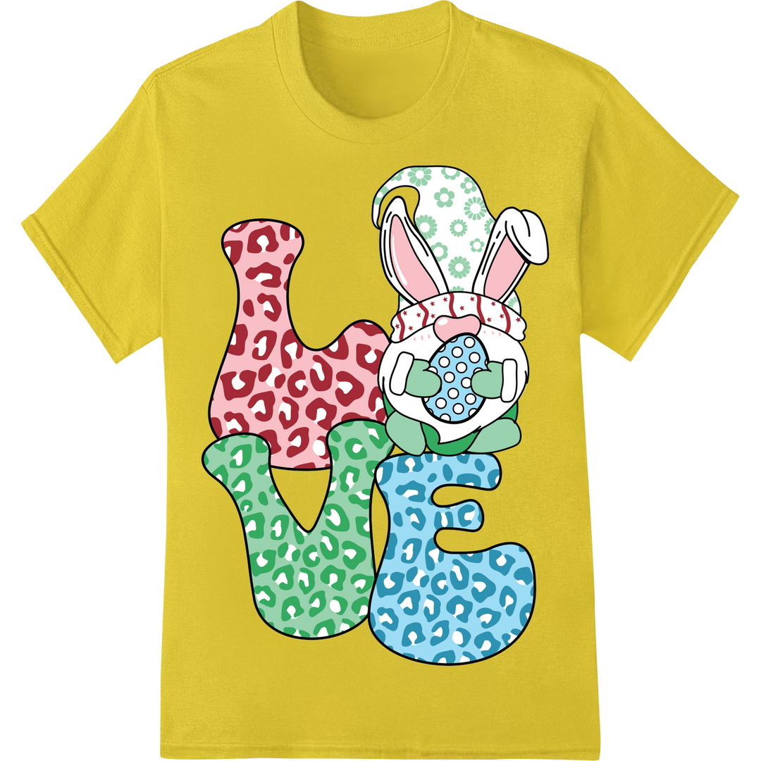 Retro Easter Bunny 'LOVE' DTF Heat Transfer Print Design on yellow shirt - SUPERDTF-DTF Prints-DTF Transfers-Custom DTF Prints