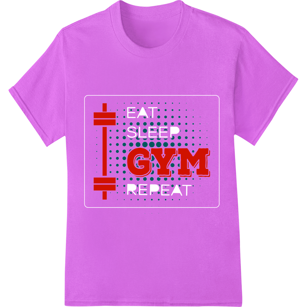 Bold GYM DTF Print Heat Transfer | Fitness Motivation on purple shirt - SUPERDTF-DTF Prints-DTF Transfers-Custom DTF Prints