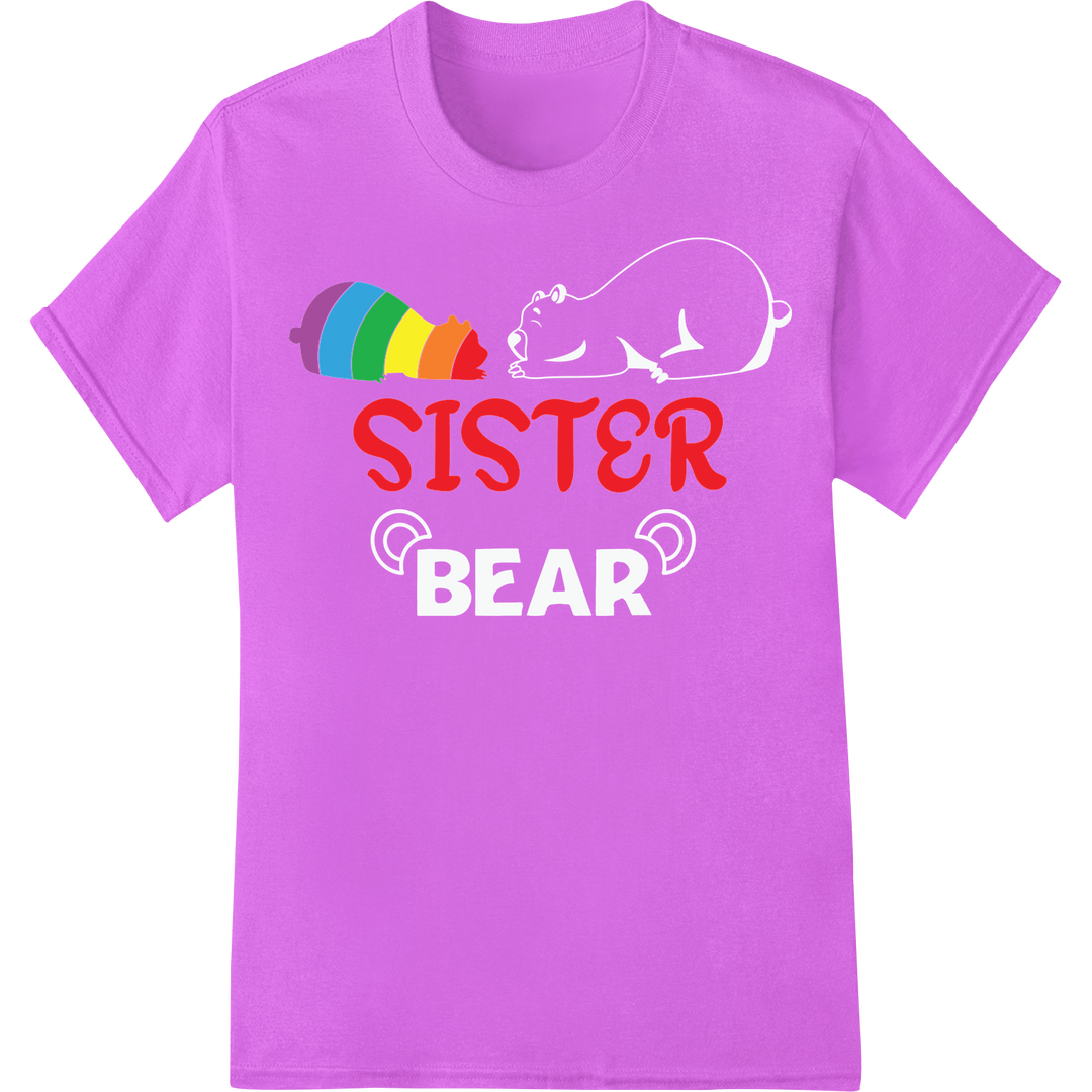 Bold Rainbow 'SISTER' DTF Print Heat Transfer | LGBT Pride on purple shirt - SUPERDTF-DTF Prints-DTF Transfers-Custom DTF Prints