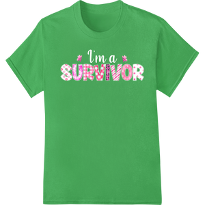 SURVIVO: Bold Pink Breast Cancer Awareness Month Design on green shirt - SUPERDTF-DTF Prints-DTF Transfers-Custom DTF Prints