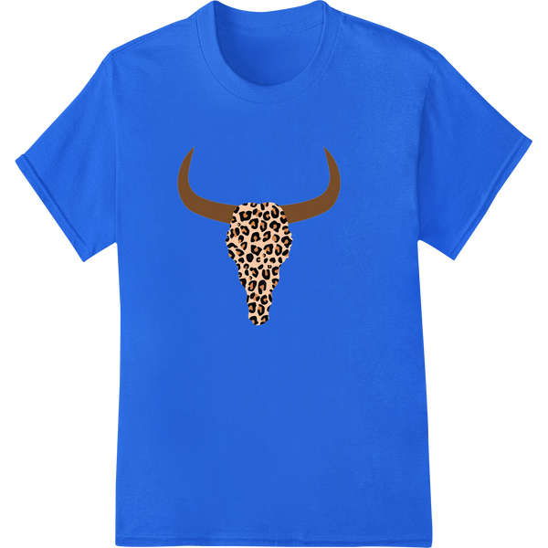 Wild Leopard Skull Print DTF Heat Transfer - Super DTF on blue shirt - SUPERDTF-DTF Prints-DTF Transfers-Custom DTF Prints