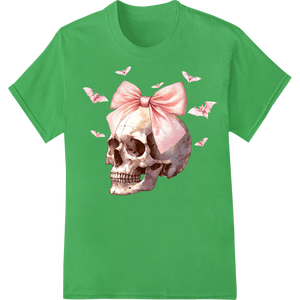 Durable DTF printing technology applied to Gothic Romance: Skull with Pink Bow for Eternal Love