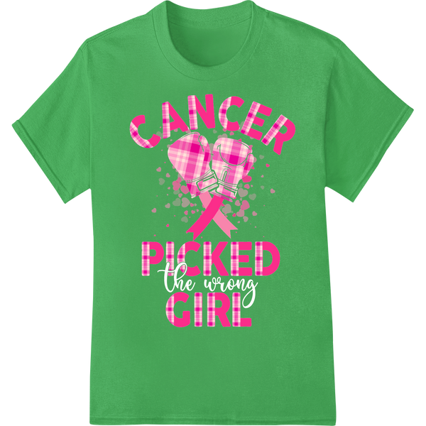 Cancer Picked Girl - Breast Cancer Awareness Month DTF Print on green shirt - SUPERDTF-DTF Prints-DTF Transfers-Custom DTF Prints