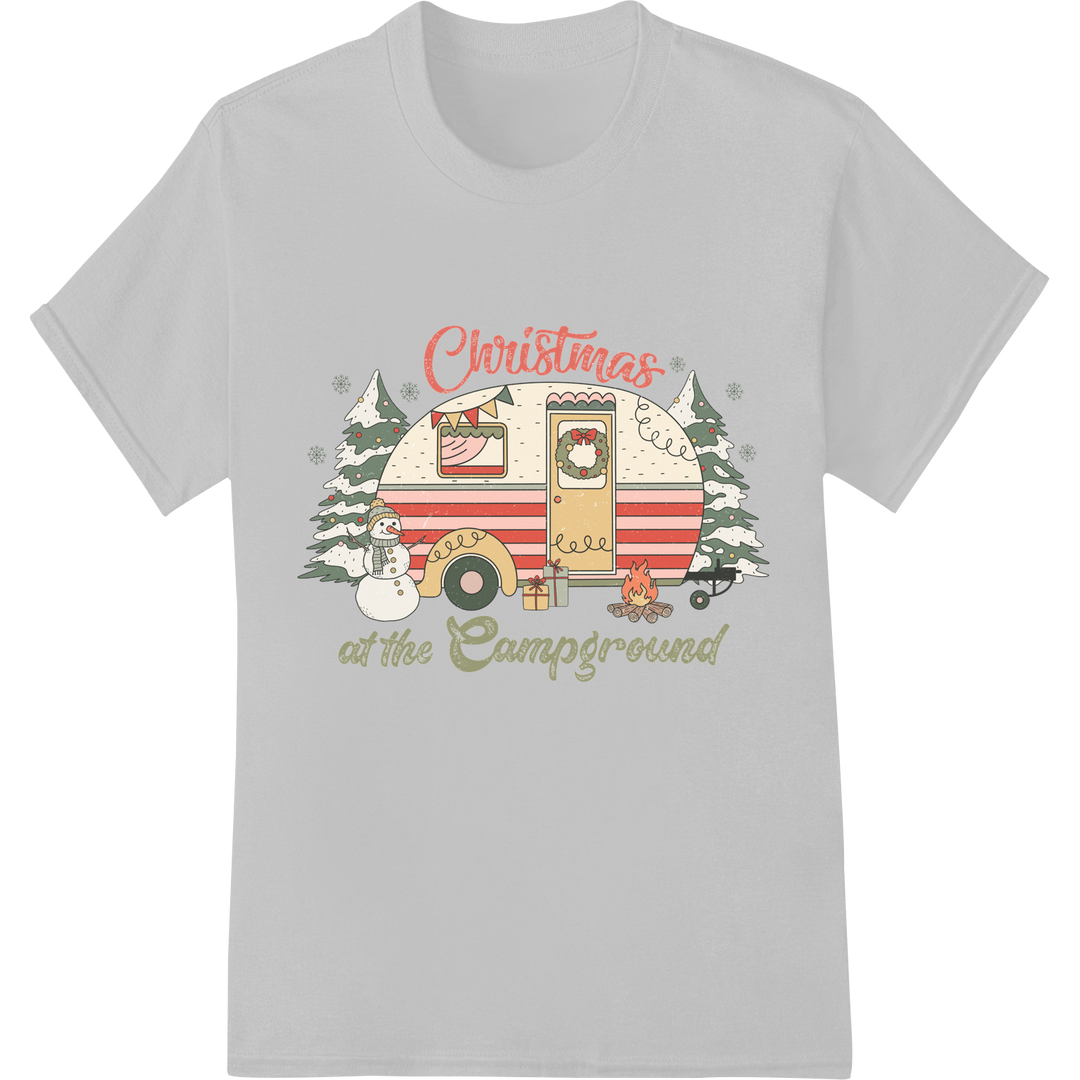 Festive Retro Camper Christmas Scene | Holiday DTF Print on white shirt - SUPERDTF-DTF Prints-DTF Transfers-Custom DTF Prints