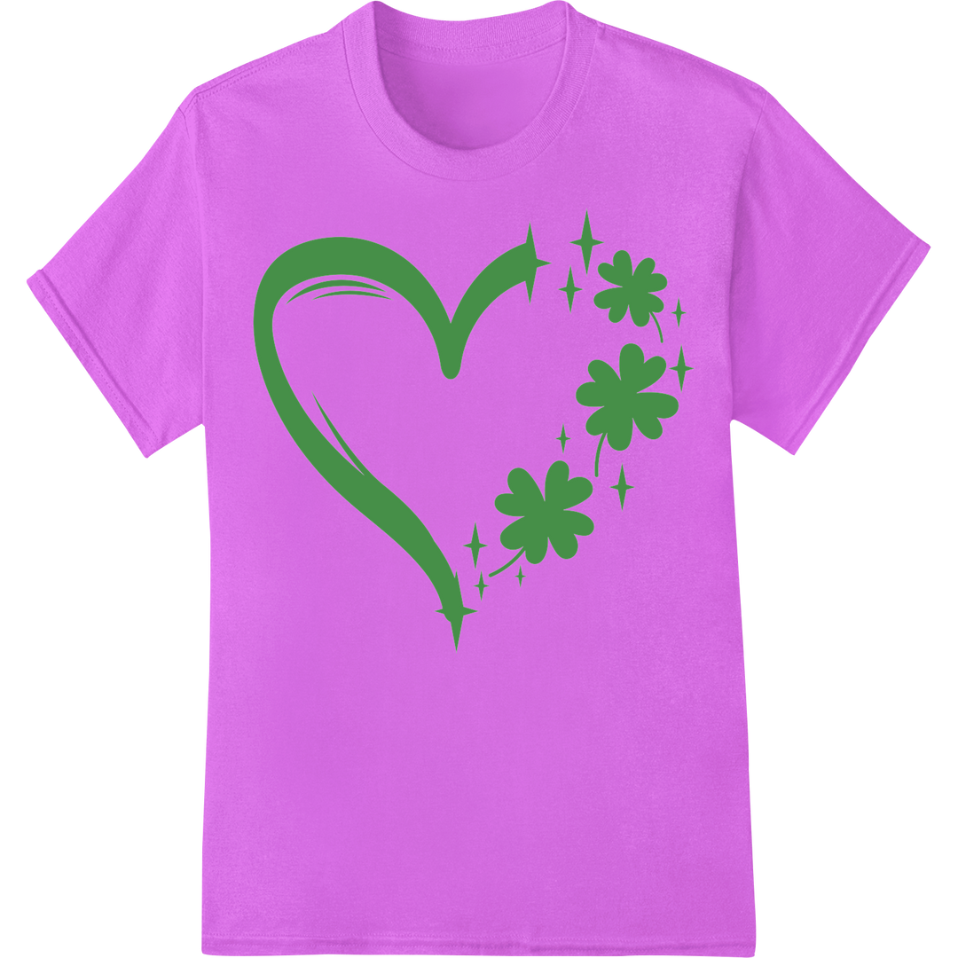 Lucky Shamrock Heart: St. Patrick's Day DTF Print Transfer on purple shirt - SUPERDTF-DTF Prints-DTF Transfers-Custom DTF Prints