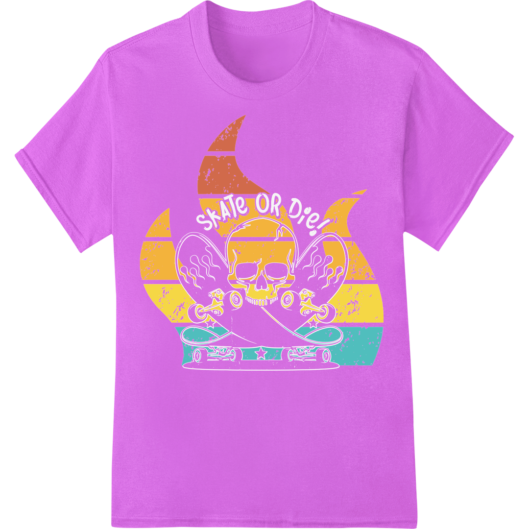 Retro Skateboarder Sunset Beach DTF Print Heat Transfer on purple shirt - SUPERDTF-DTF Prints-DTF Transfers-Custom DTF Prints