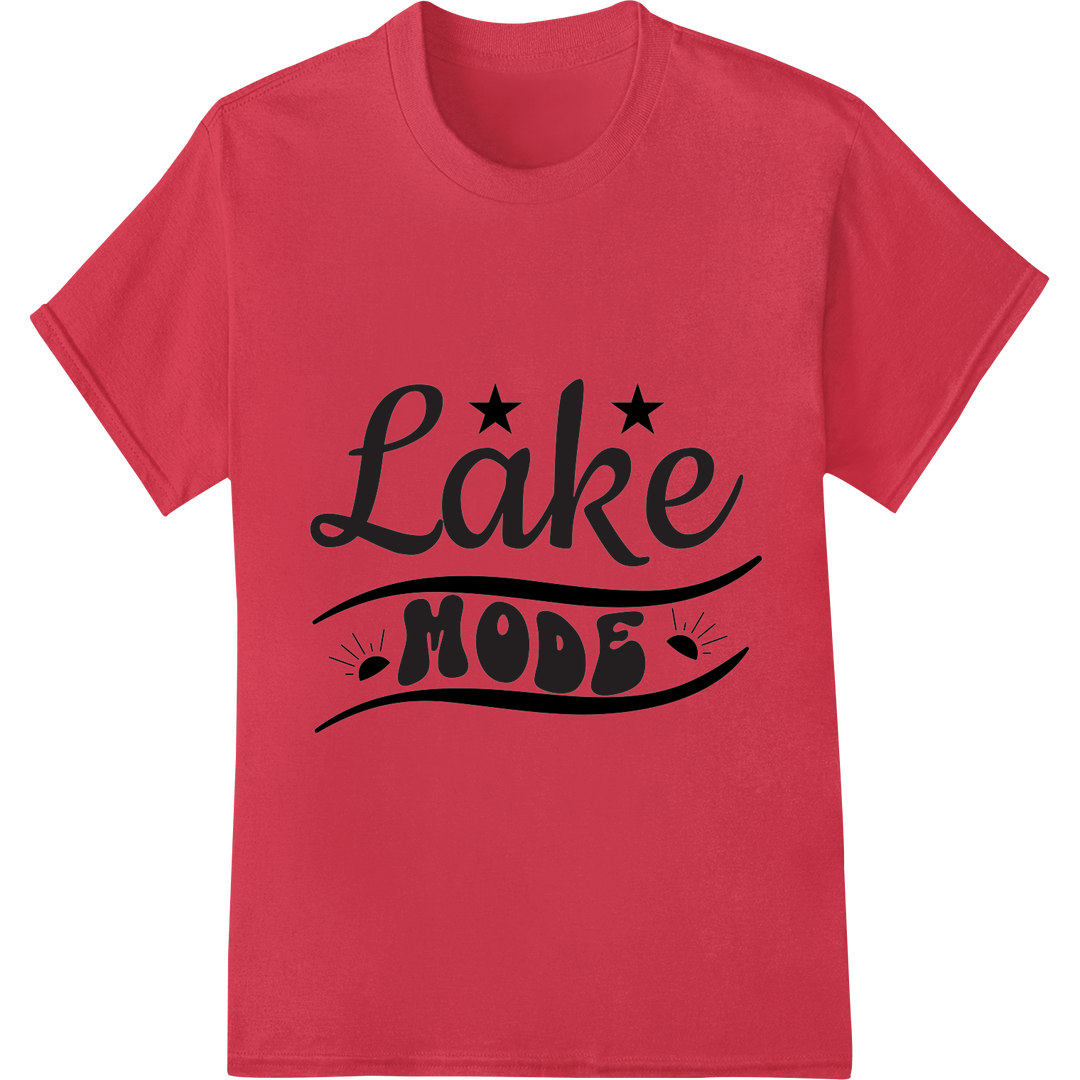 Bold 'Lake MODE' DTF Print Heat Transfer | Summer Must-Have on red shirt - SUPERDTF-DTF Prints-DTF Transfers-Custom DTF Prints