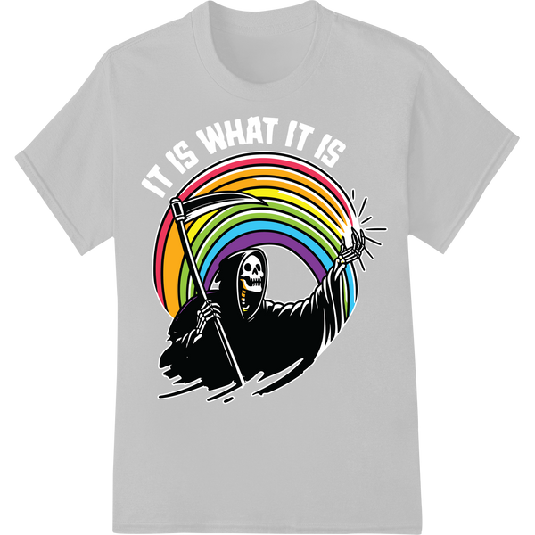 Sarcastic Grim Reaper Rainbow DTF Print Heat Transfer on white shirt - SUPERDTF-DTF Prints-DTF Transfers-Custom DTF Prints